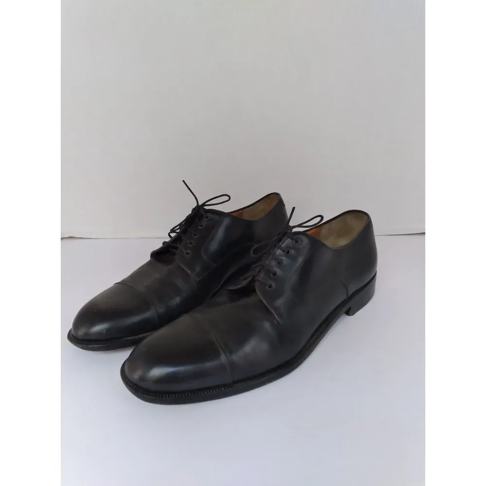 Salvatore Ferragamo‎ Leather Dress Shoes Cap Toe Oxfords Black